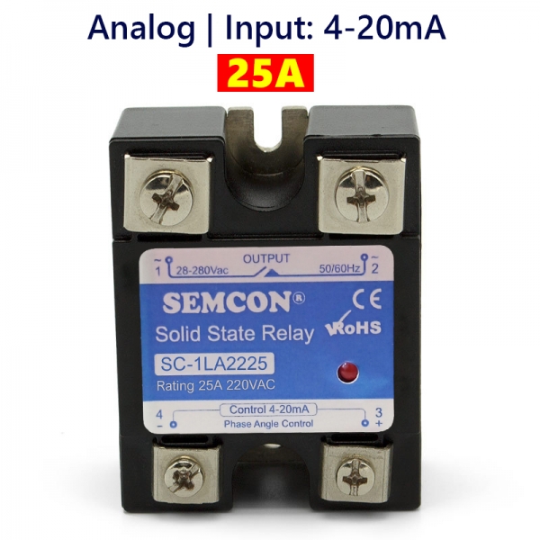 SC-1LA2225 SSR 1 Pha 40A | Output: 24-280Vac, Input: 4-20mA