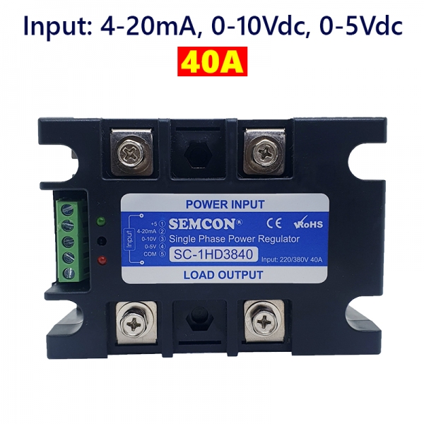 Bộ Điều Khiển SCR 1 Pha SC-1HD3840 Input: 4-20mA. 0-10V, 0-5V Công Suất 40A | Bộ Điều Khiển Điện Trở