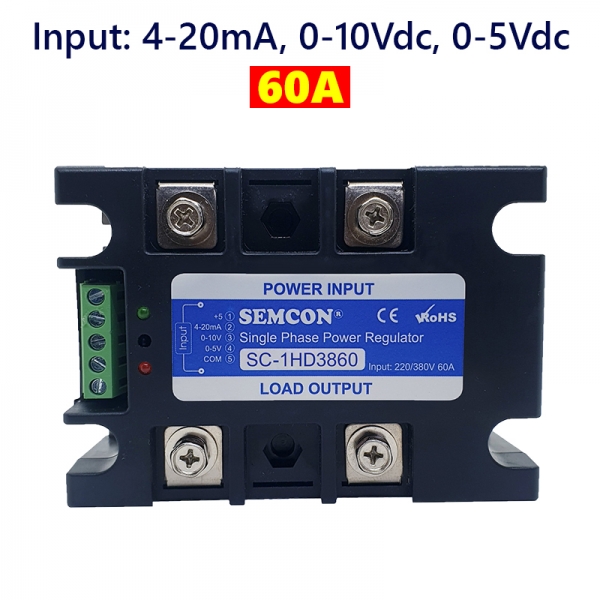 Bộ Điều Khiển SCR 1 Pha SC-1HD3860 Input: 4-20mA. 0-10V, 0-5V Công Suất 60A | Bộ Điều Khiển Điện Trở