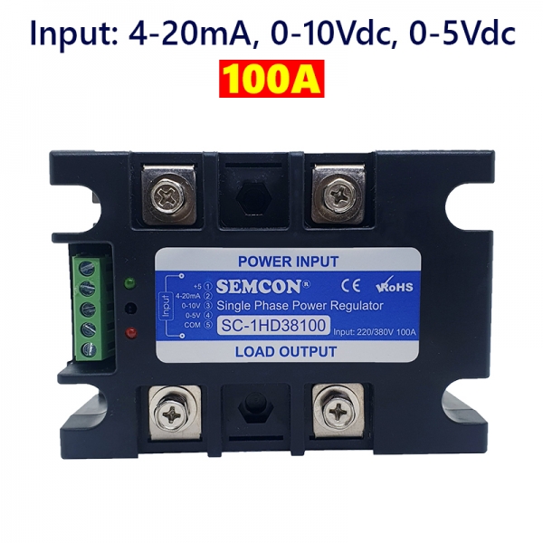 Bộ Điều Khiển SCR 1 Pha SC-1HD38100 Input: 4-20mA. 0-10V, 0-5V Công Suất 100A | Bộ Điều Khiển Điện Trở